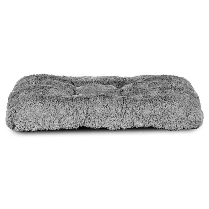 Legowisko dla psa gruba miękka poduszka shaggy 80x60 cm jasnoszare