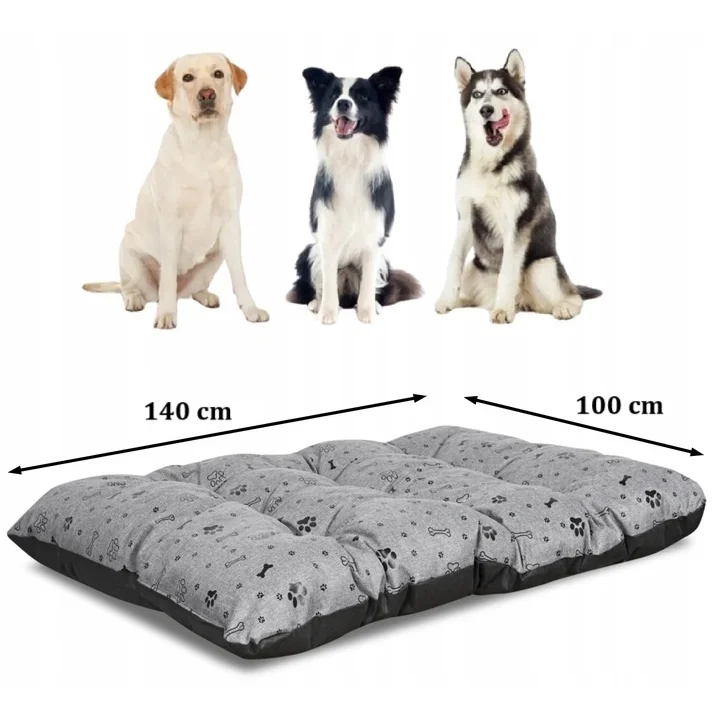 Legowisko dla psa poduszka PRESTIGE 140x100 cm wodoodporna kości czarne