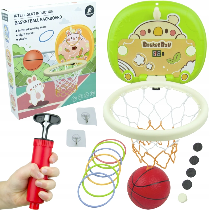 MINI KOSZYKÓWKA OBRĘCZ DO KOSZYKÓWKI PIŁKA POMPKA WYŚWIETLACZ Z LICZNIKIEM