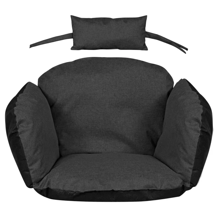 Poduszka ogrodowa 112x113 cm na krzesło wiszące bocianie gniazdo wodoodporna czarna