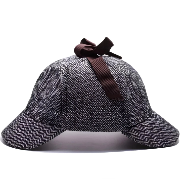 Kapelusz Sherlock Holmes łowcy jeleni 55cm klasyczny kapelusz detektywa z daszkami, idealny do cosplayu i przebrań