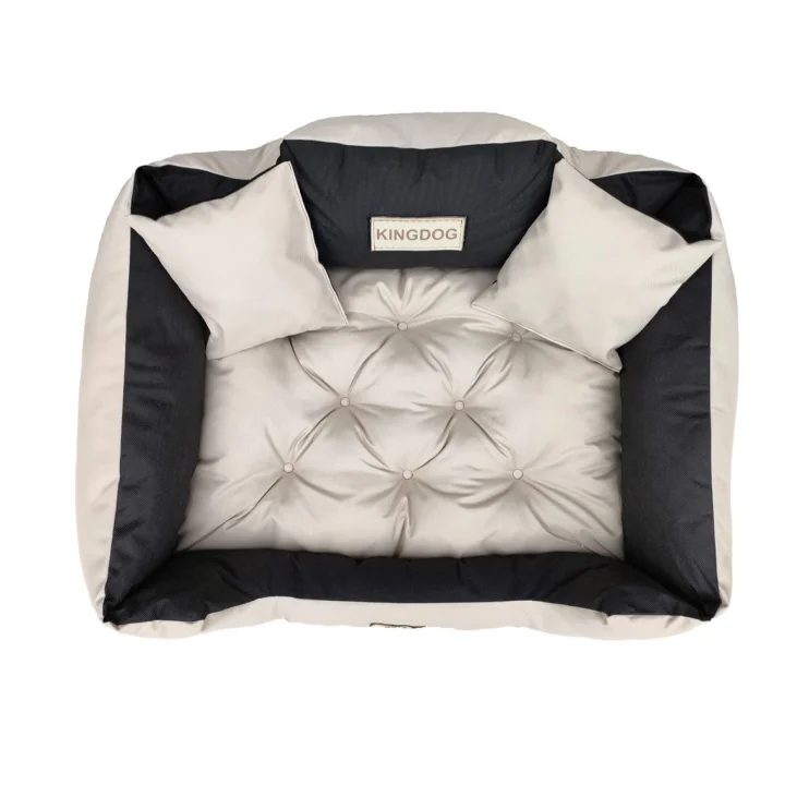 Legowisko dla psa kojec KINGDOG 100x75 cm personalizowane wodoodporne beżowe