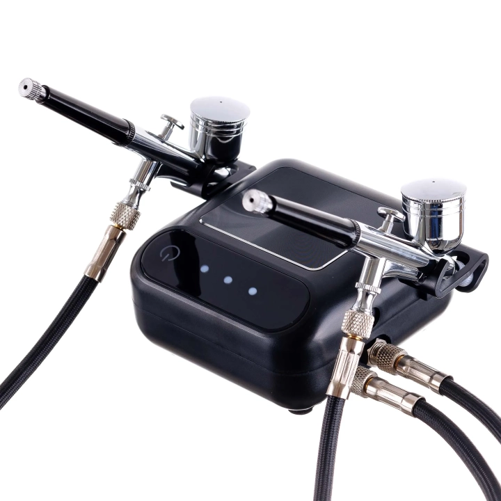 Kompresor na Dwa Aerografy 2x Aerograf 0,3 Wąż 170cm AUTO STOP Regulacja