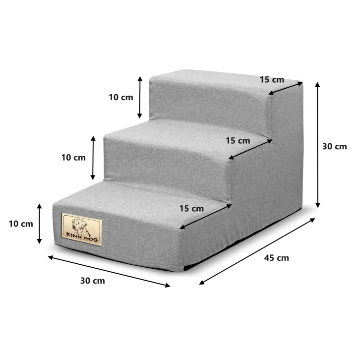 Schody 3 stopniowe rozbieralne, antyslip 45x30x30 cm len szary