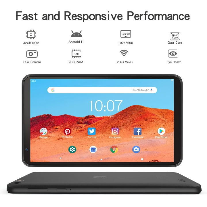 Tablet PRITOM 7 cali 32 GB - Android 11HD IPS, podwójny aparat, WiFi, Bluetooth