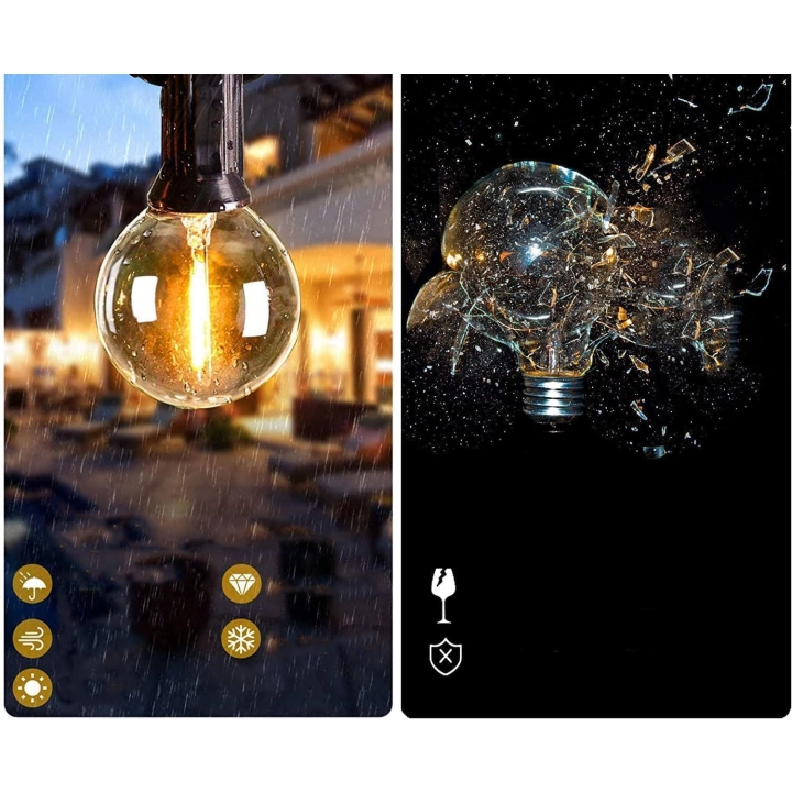 Yuucio LED string lights, G40, 75+2 plastikowe żarówki, 45 metrów