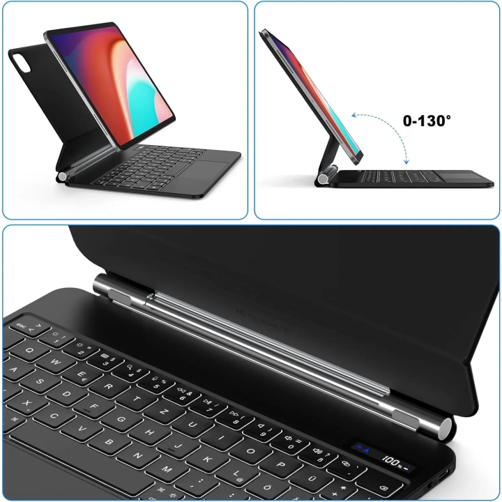 Etui z klawiaturą GOOJODOQ A1895 Pro do iPada Pro 11/iPad Air 5/4, czarne Powystawowy