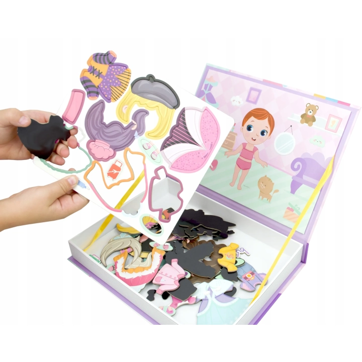 KSIĄŻKA MAGNETYCZNA UKŁADANKA GRA UBIERANKA ZAŁÓŻ UBRANIA PUZZLE MONTESSORI