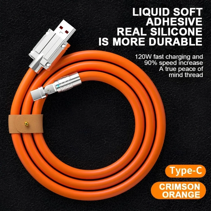 Kabel szybkiego ładowania USB typu C 120w 6A 150cm pomaranczowy