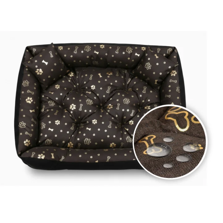 Legowisko dla psa kojec 115x95 cm wodoodporne kości złote