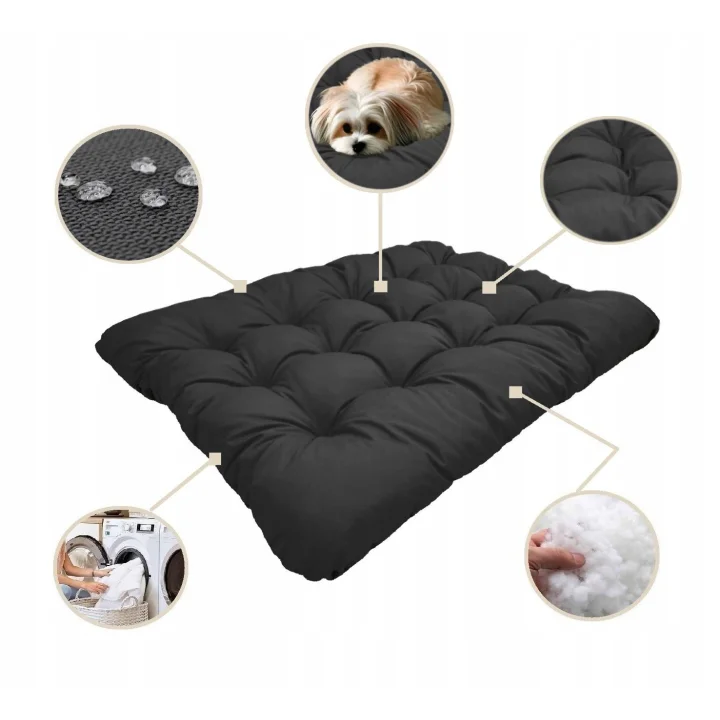 Legowisko dla psa poduszka PRESTIGE 80x60 cm wodoodporna czarne