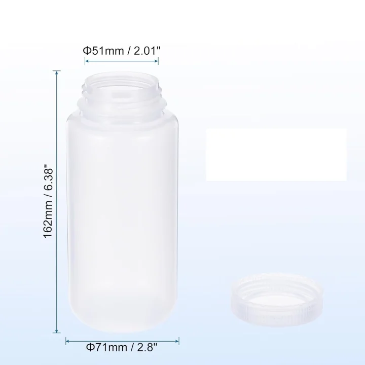 Zestaw butelek laboratoryjnych 500 ml PP szeroki wlew z zakrętką 15 sztuk