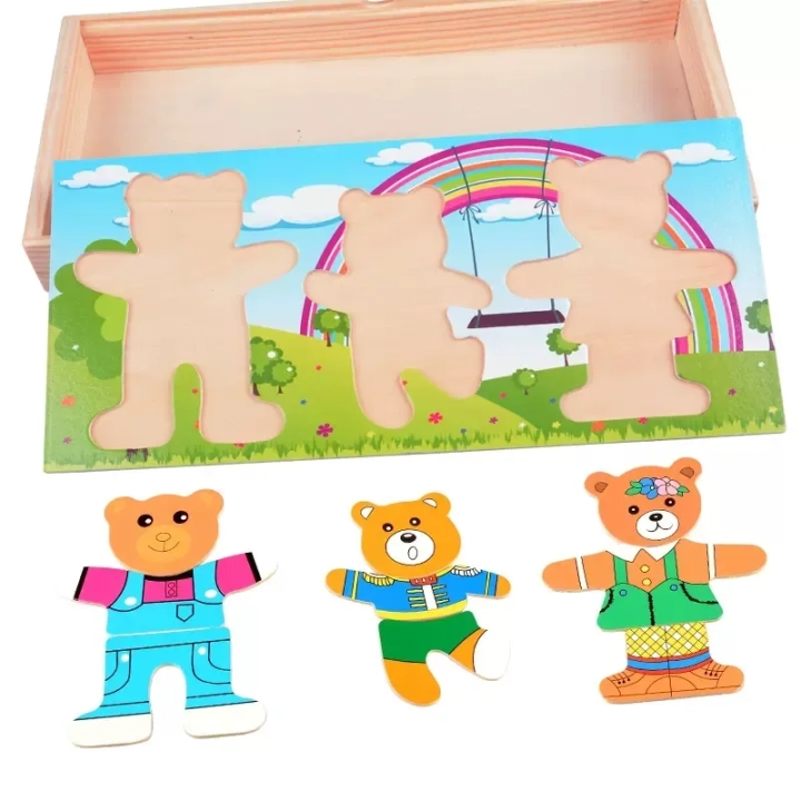 DREWNIANA UKŁADANKA PUZZLE UBIERANKA EMOCJE MINY RODZINA MISIÓW 47 EL.