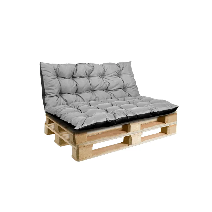 Zestaw Poduszka ogrodowa 120/80 cm + 120/40 cm na ławkę palety wodoodporna szara
