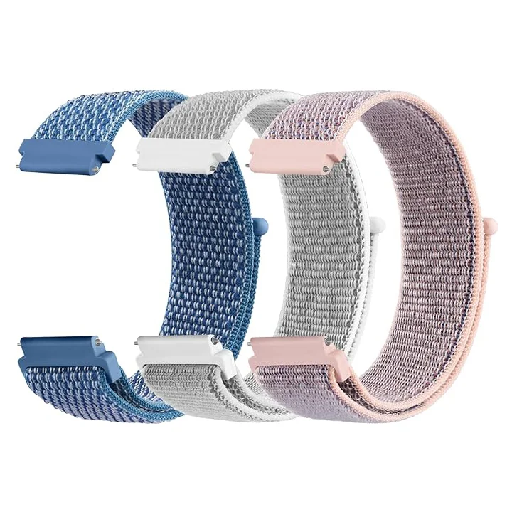 Pasek do zegarka smartwatch silikon 20mm Mugust 3 szt. rzep szary/różowy/niebieski
