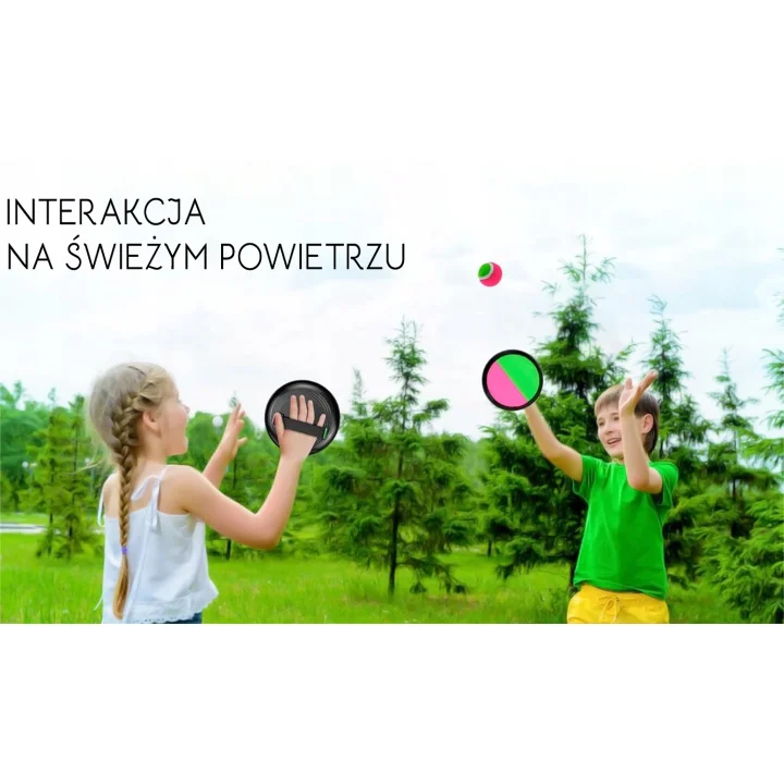 ZŁAP PIŁKĘ NA RZEP GRA ZRĘCZNOŚCIOWA 2 PALETKI DO ŁAPANIA PIŁKA CATCH BALL
