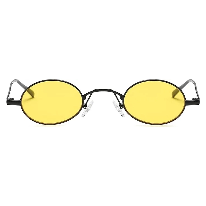 Okulary przeciwsłoneczne FEISEDY w stylu retro żółte okrągłe metalowe B2422