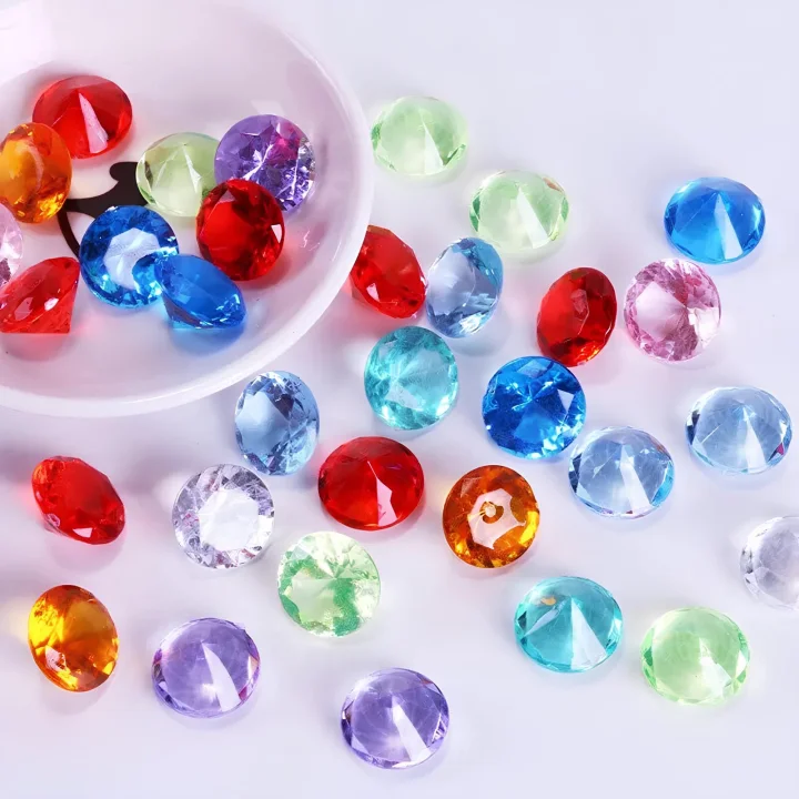 Diamenty akrylowe kolorowe 50 szt średnica 18,5mm dekoracyjne kryształki akrylowe