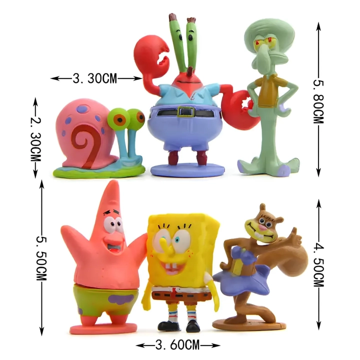 Zestaw figurek SpongeBob Kanciastoporty 6 szt. postacie z bajki SpongeBob do zabawy i kolekcji wysokiej jakości wykonanie