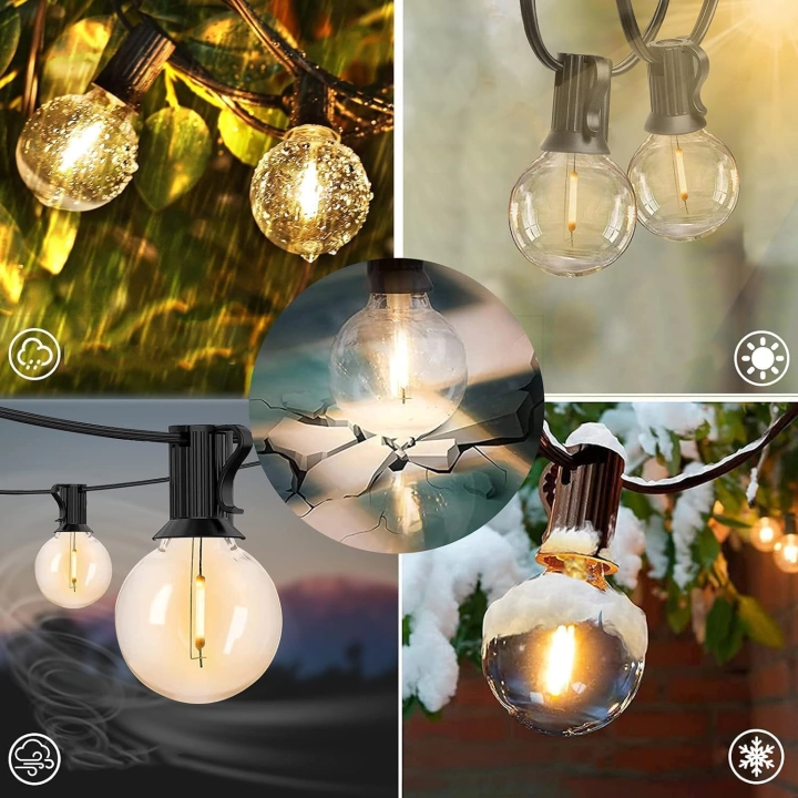 Yuucio LED string lights, G40, 75+2 plastikowe żarówki, 45 metrów