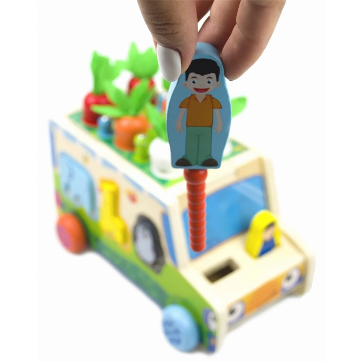 DREWNIANY SORTER KLOCKÓW MONTESSORII ZŁAP ROBACZKA SORTER AUTO Z WARZYWAMI