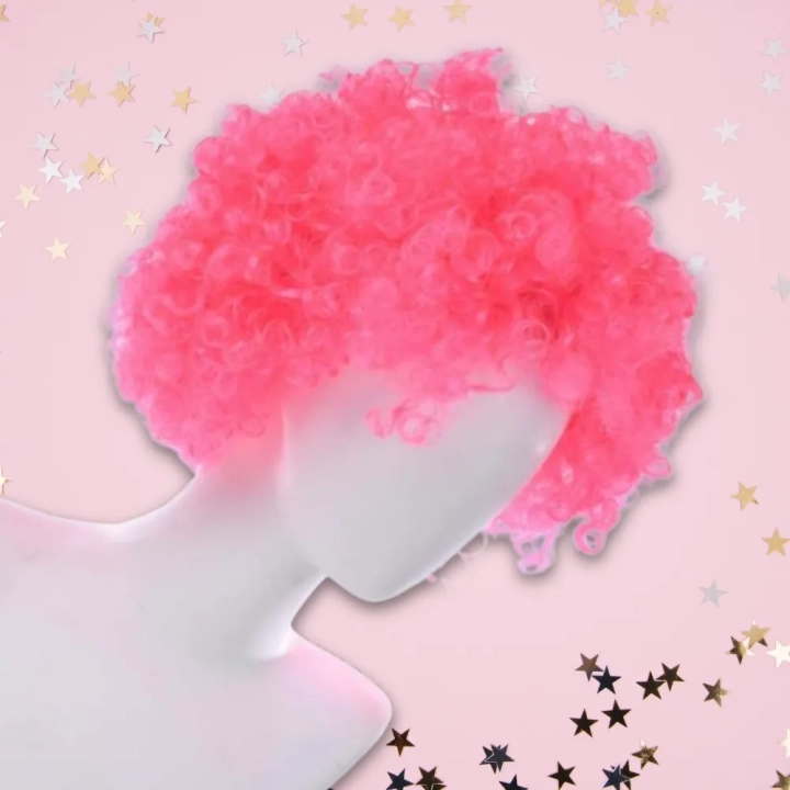 PERUKA WŁOSY RÓŻOWE AFRO KARNAWAŁ PARTY FOTOBUDKA PANIEŃSKI URODZINY