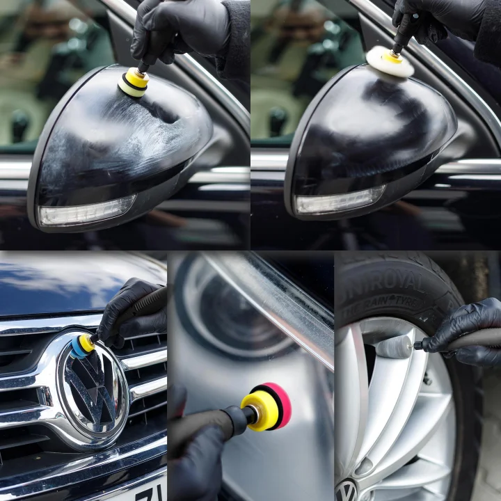 Zestaw Polerski Mini Detailing Polerka 24 el KIT Filce Gąbki Futra Pady