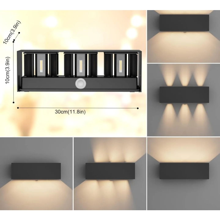 UŻYWANE Lampa ścienna 30W z czujnikiem ruchu Klighten A310/3-3000K 2 szt. IP65 antracyt
