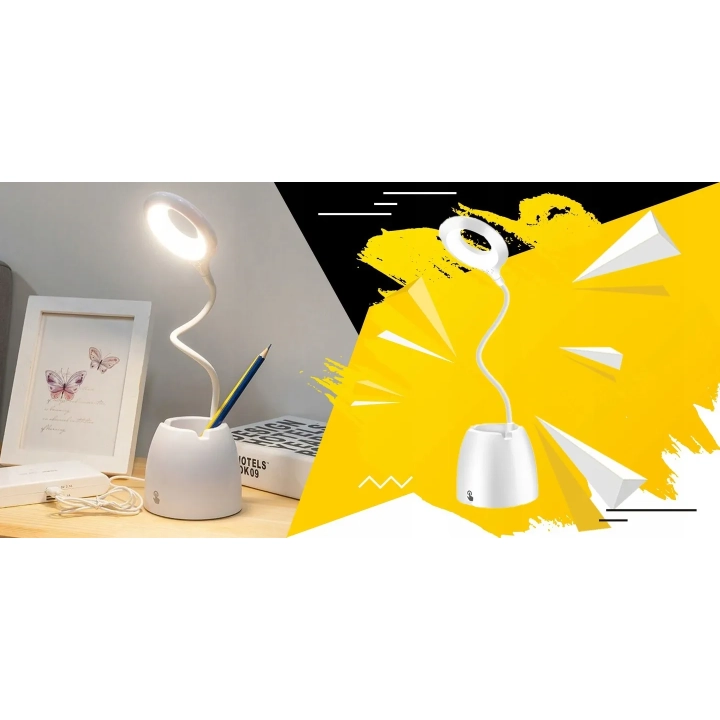 LAMPKA BIURKOWA LED BIAŁA Z POJEMNIKIEM